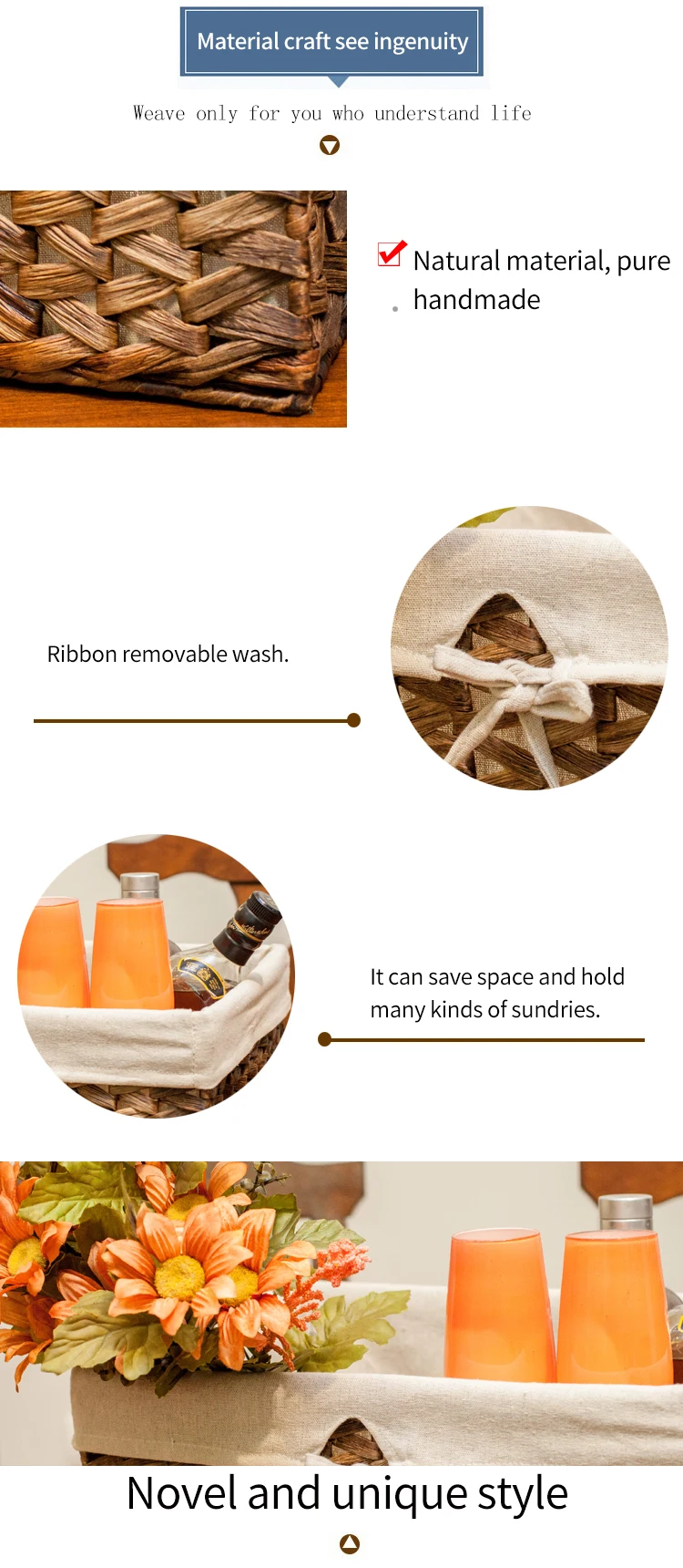 Yrmt Water Hyacinth Woven Storage Basket With Liner Buy Woven Basket