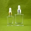 wholesale empty bottle of perfume 15ml 30ml rectangular glass dropper bottle with aluminum cap
