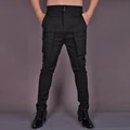 HOT 2016 NEW Men Tooling trousers autumn trousers tight casual pants cotton elastic fashion pants black