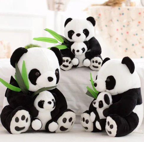 25cm Sitting Mother And Baby Panda Plush Toys Stuffed Panda Dolls Kids ...