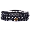 Yoga Essential Oil Diffuser Rock Black Lava Stone Bead Tiger Eye Braid Bracelet Set