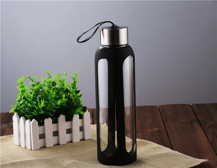 Best Price 1 Liter Borosilicate Sports Glass Water Bottle With Silicone