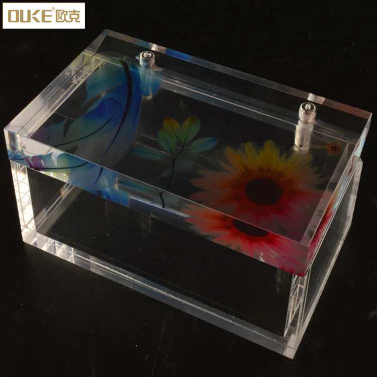 Custom Print Clear Plexiglass Acrylic Rectangle Display Boxes With