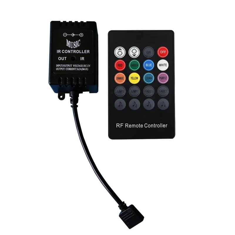 Music reactive led RGB controller 20 keys IR Remote Control Sound Sensor Controller For 5050 3528 5630 RGB LED Strip light