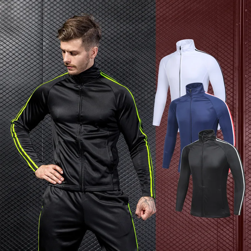 2018 Men's Gym Fitness Clothing Fashion Zipper Jacket Fitted Training ...