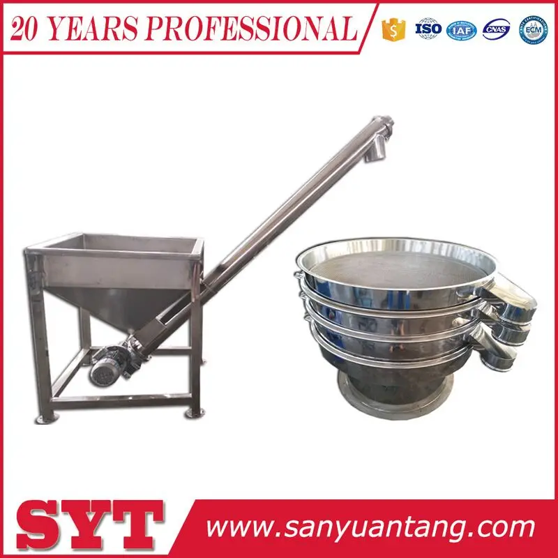 Stainless steel screw conveyor with hopper for powder / sand / grain conveyor