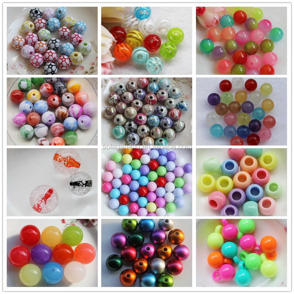 Wholesale Smooth Finishing Solid Color 10mm Round Plastic Beads No Hole