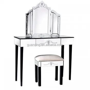 Venetian Mirrored Gl Wall Dressing Table Set With Stool Venetian Mirrored Gl Wall Dressing Table Set With Stool