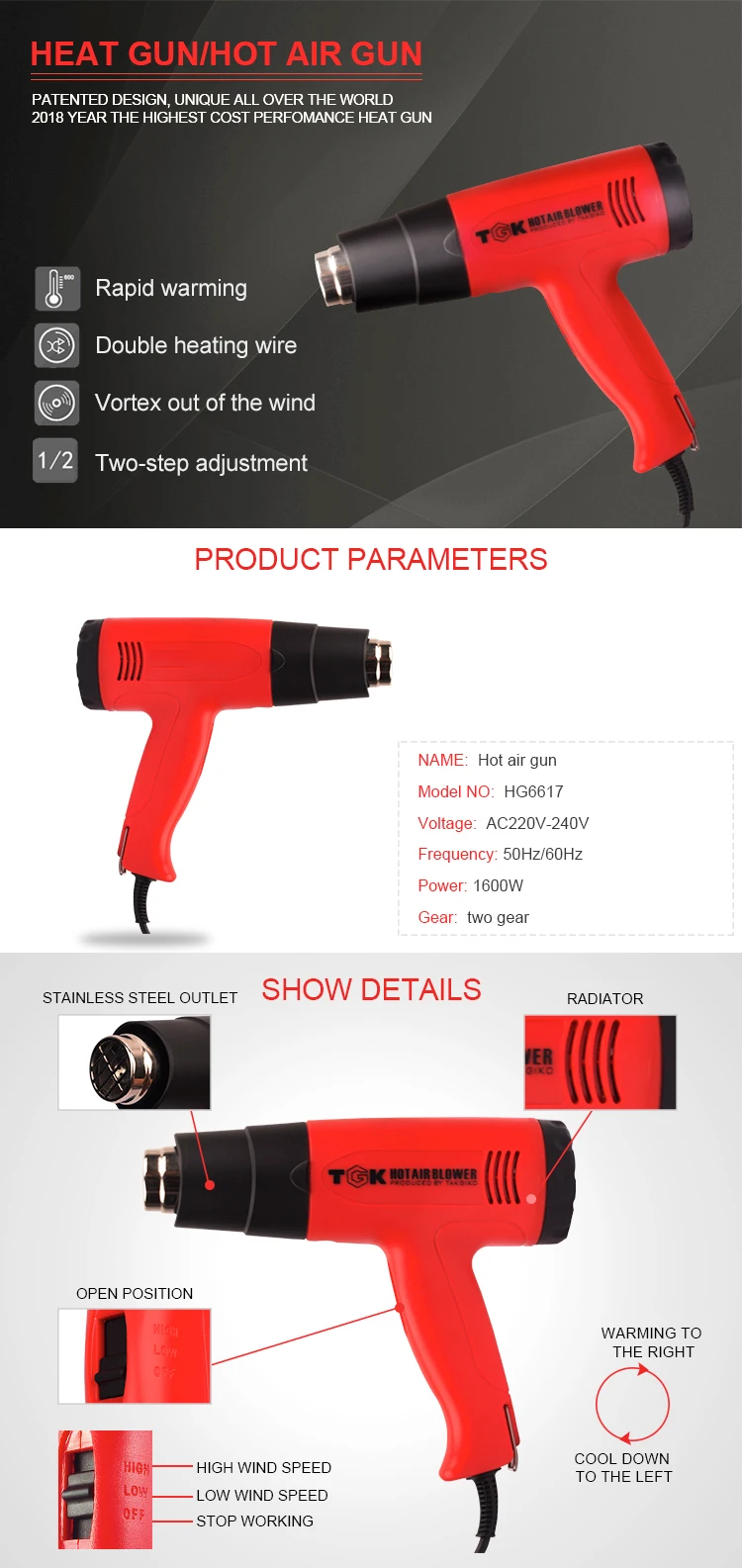 Hg6617 1600w Tgk Plastic Welder 12v Heat Gun Industrial Heat Gun Power Tools Buy Heat Gun