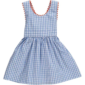 blue gingham pinafore dress