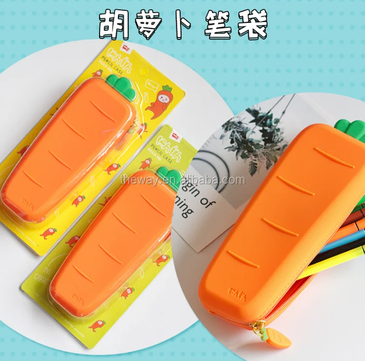 Cute Carrot Pencil Case Large Capacity Soft Silicone Carrot Pen Pouch Buy Carrot Pencil Case 
