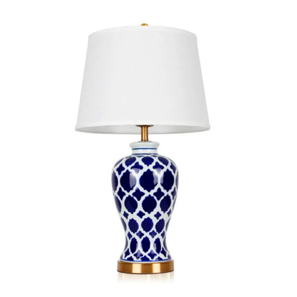 small blue table lamp