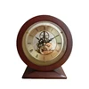 pine wood skeleton movement clock for table decoration