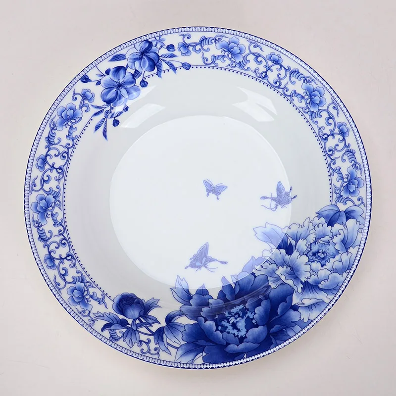8 inch glaze ceramics bone china flat plate dish blue and white ...
