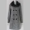 PRETTY STEPS 2018 fashion long sleeve fur collar grey king size double-breasted winter coat women