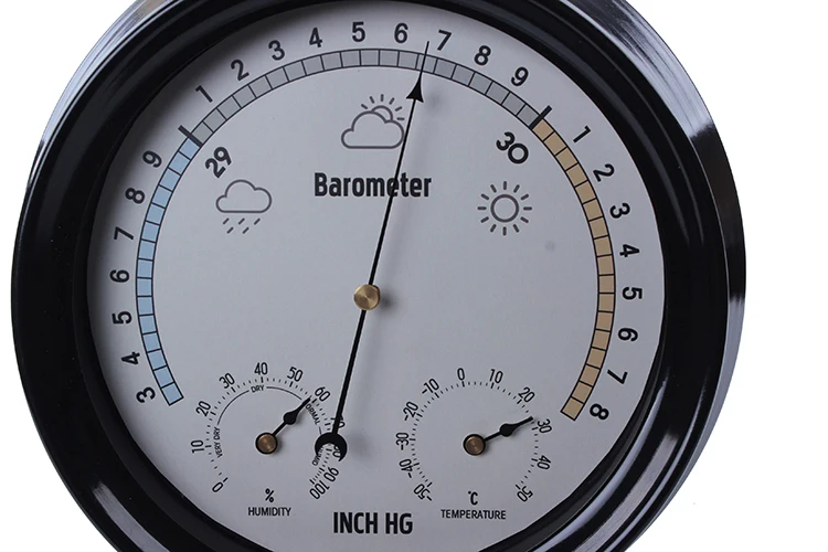 Барометр влажность температура. Настенный барометр анероид термометр гигрометр. Настенные часы с барометром гигрометром и термометром. Анероид барометр с термометром. Часы барометр гигрометр термометр в одном настенные.