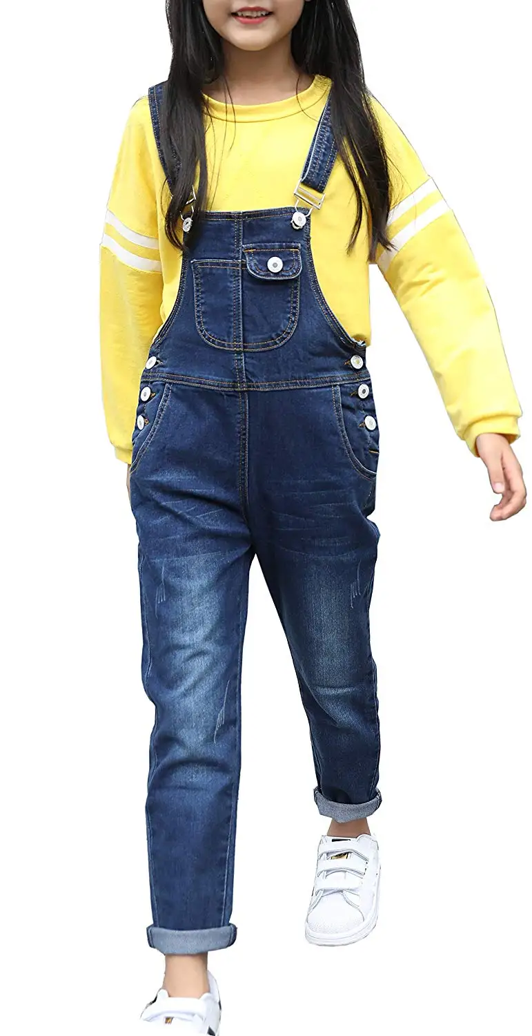 FLCH+YIGE Womens Ripped Hole Bib Overall Jumpsuit Casual Jeans Pants