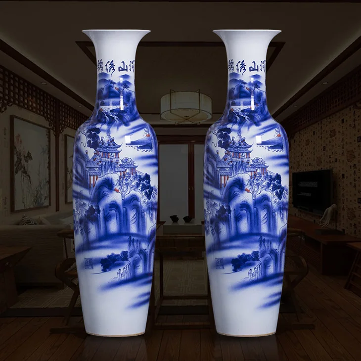 Hot sale delicate chinoiserie hand painted ceramic vases