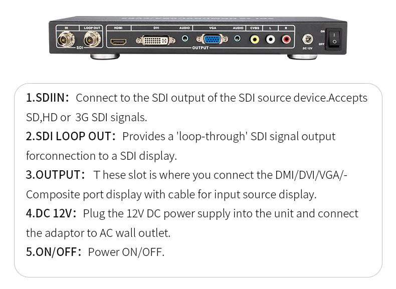 sdi to hdmi vga dvi cvbs scaler converter