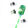 L shape flow LED flowing light color changing magnetic 3 in 1 data cable charging cable for mobile