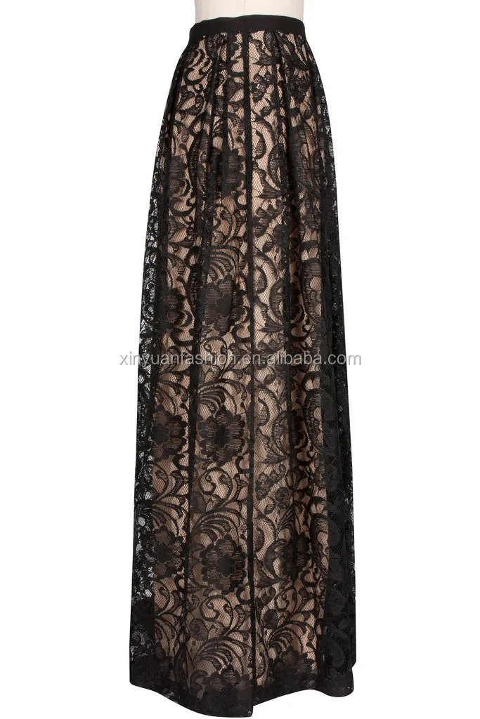 Long Black Lace Skirt 22