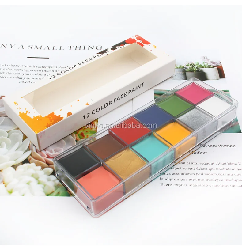 Professional 12 Color Palette Best Face Painting Party Kits and Cosplay Body Paint Set