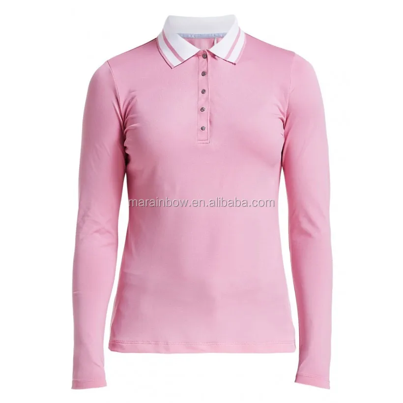 Fashion Desain Wanita Golf Olahraga Polo Kemeja Pink Indah Lengan Panjang Kustom Grosir Polo Shirt Buy Fashion Desain Wanita Golf Olahraga Polo