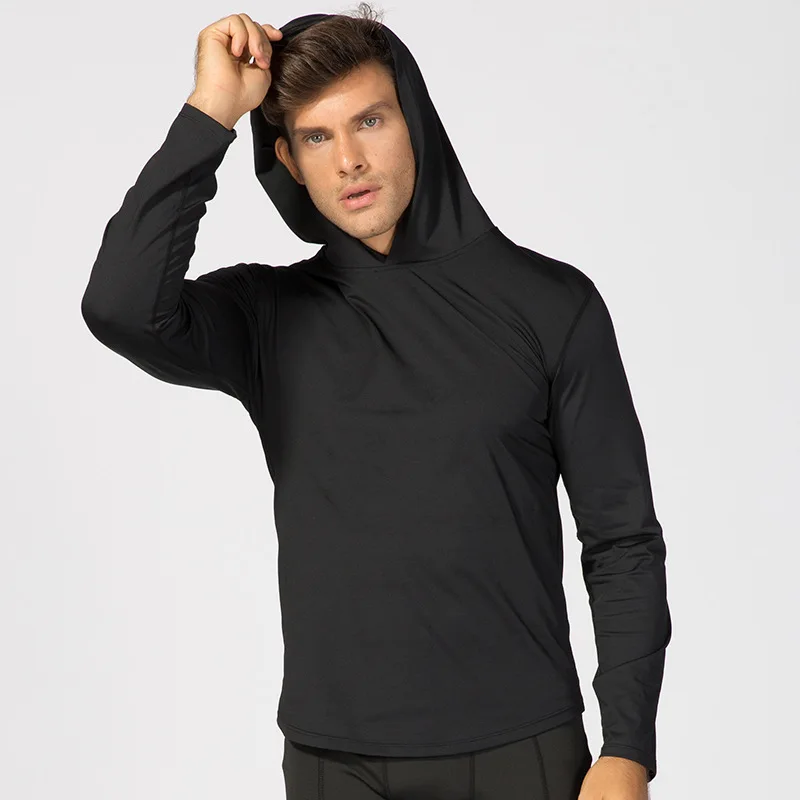 Fitness Running Sports Clothes Gym Wear Mens Long Sleeve Hooded ...