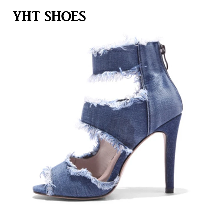 denim heels online
