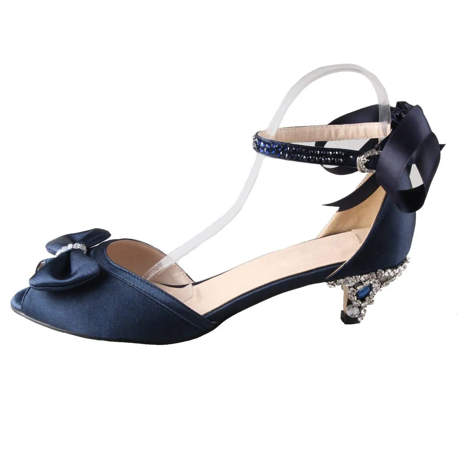 navy blue low heel court shoes