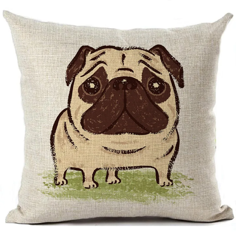 Cushion Cover Pugs Dog Printed Linen Throw Pillow Case Cartoon Illustration Pillows Cover Car Sofa Home Decorative Pillowcase Cushion Cover Cushion Cover Pugthrow Pillow Cases Aliexpress