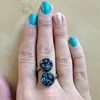 RM13635 Rainbow Double Druzy Crystal Cluster Twist Drusy Geode Ring, Stone Adjustable Ring