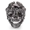 Huilin Customized Retro dragon head with skull head ring for male hipster single personality finger ring