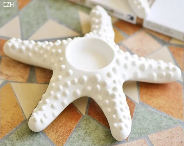 One Pair Creative Ceramic Starfish Candle Holder,Starfish Tea Light ...