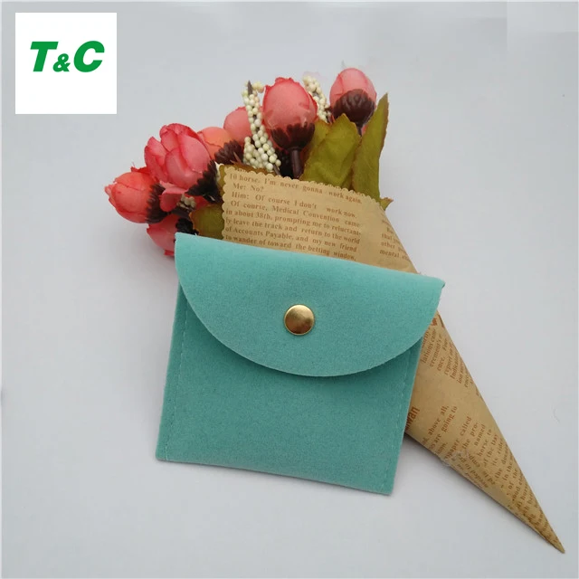Custom Printed Logo Velvet Flap Envelope Suede Jewelry Pouch With