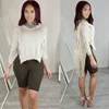 women casual solid ripped long tail sweater WNAMY036