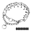 Medium Large Pet Stainless Steel Metal Adjustable Choke Chain Pinch Prong Dog Training Collar with Comfort Rubber Caps
