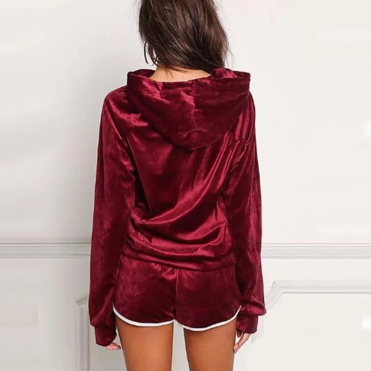 Autumn Custom Casual Ladies Sportswear Sets Red Velour Tracksuit Buy Ladies Velour Tracksuit