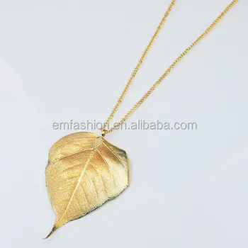 gold leaf pendant necklace