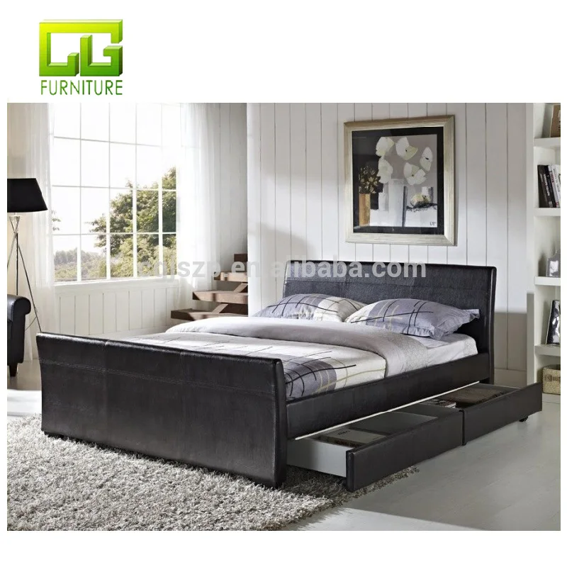 King Size Faux Leather Bed With 4 Storage Drawers Buy King Size