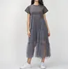 Summer Korean Splicing Pleated Tulle T shirt Plus Size Clothes New Fashion 2018 Women Dresses