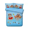 Funny Cat and Dog Friends Enjoying Snacks in the pool 3d bedding set