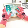 Winter touch screen gloves Female deer Christmas Velvet Touch Screen warm knitted wool outdoor riding cold-proof gloves