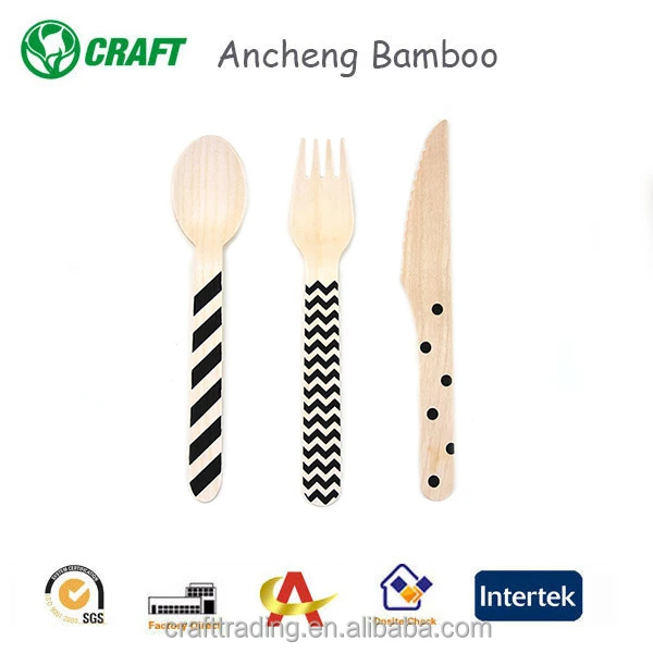 Disposable cutlery set camping dinnerware set wooden utensils