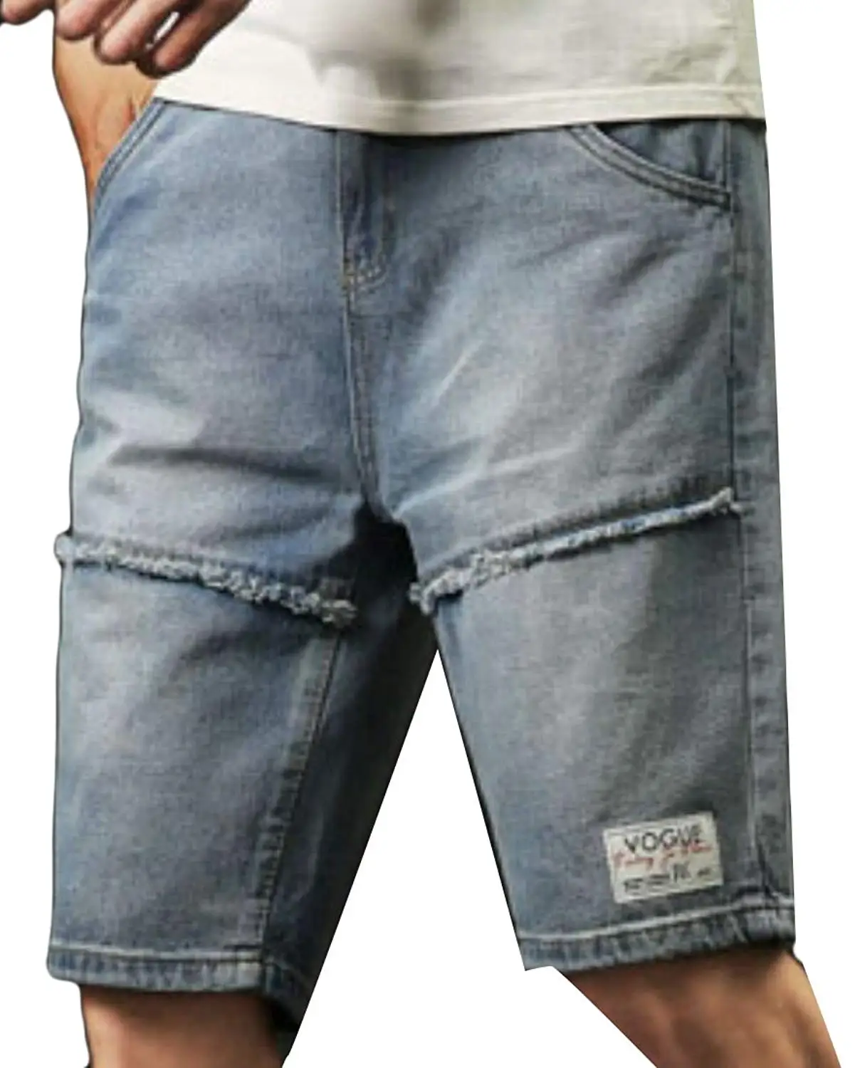 Nanquan-men clothes NQ Mens Slim Fit Stretch Washed Ripped Distressed Jean Denim Shorts
