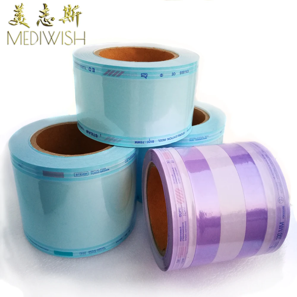 Medical steam sterilization flat roll pouch