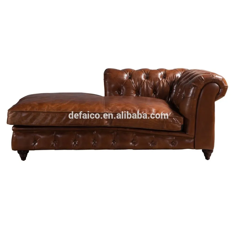 Vintage Used Chesterfield Corner Leather Sectional Sofa In Living Room