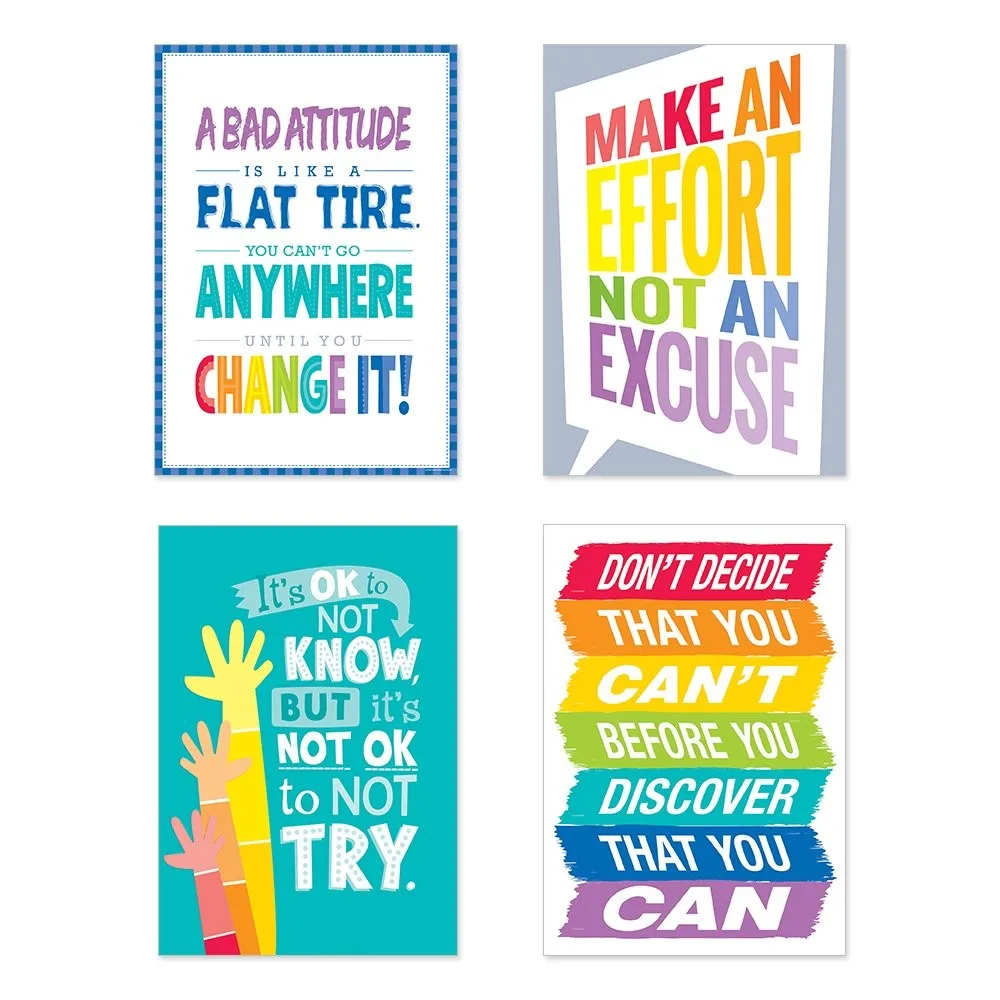 16 Laminated Chalkboard Inspirational Motivational Classroom Posters 