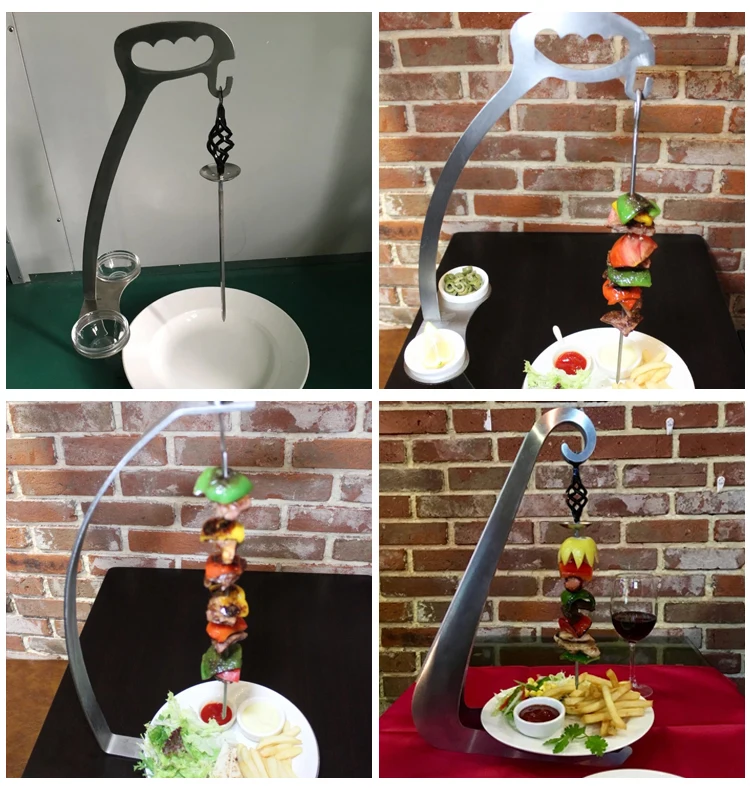 Yinger bbq Tableware Serving Kebab Skewer Rack Wire espetada stand