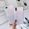 Fashion maiden Bling Laser Holo Changing Color diamond pattern Rubber Gel Phone Case for iphone 6 7 8 plus x